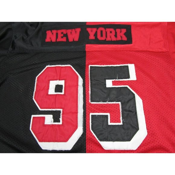 Vintage NEW YORK #95 Legendary Classic Red Black Jersey Size XL X-Large Frayed - Picture 6 of 11